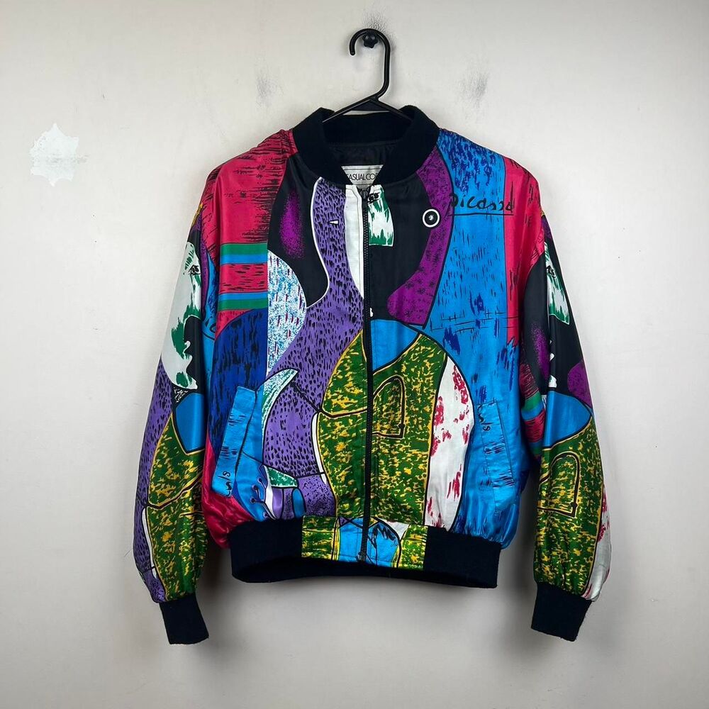 Women’s Vintage 90s Art Picasso Bomber Jacket - Full Zip Size L - Picture 2 of 8
